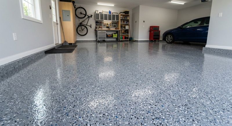 Speckled Garage Floor Painting in Loudoun County, VA